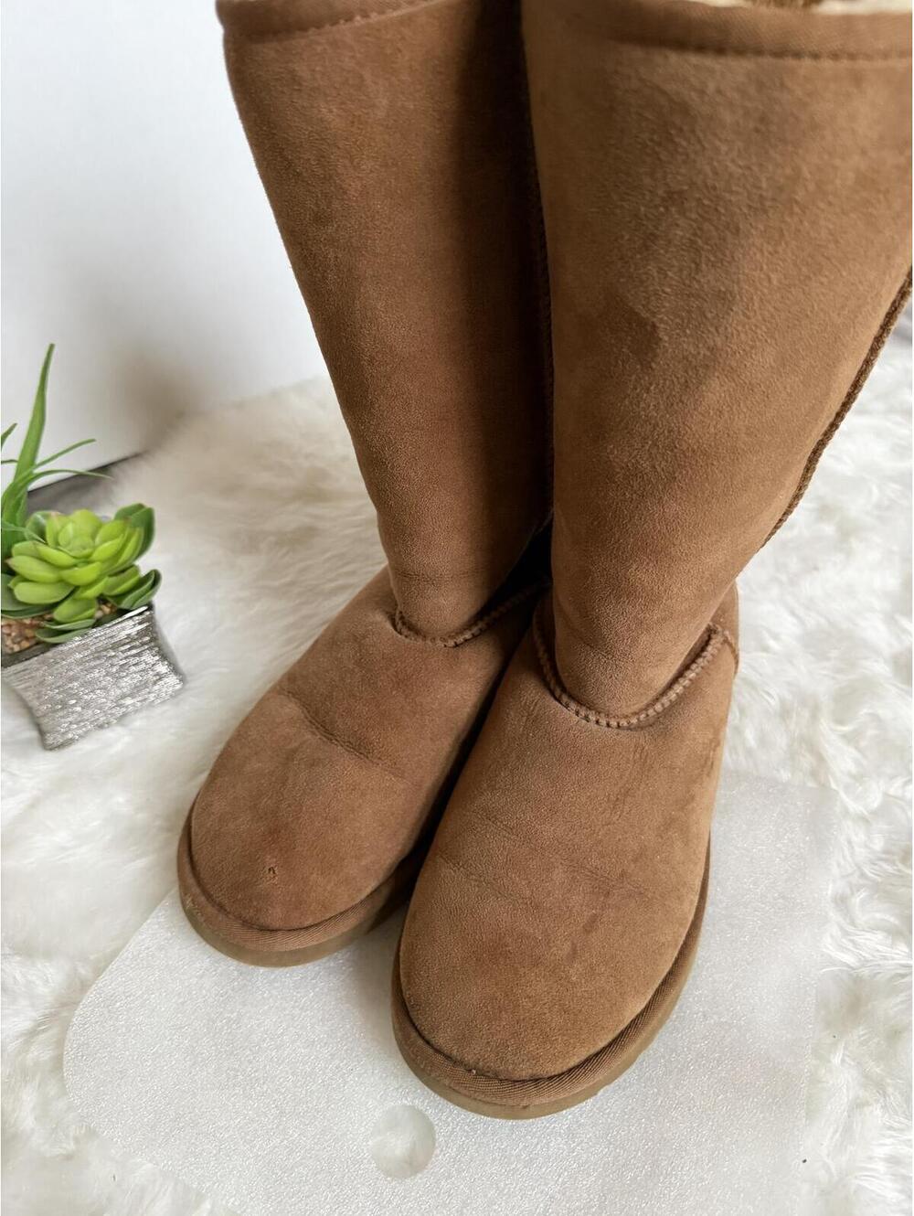 Ugg Brown Suede Mid-Calf Women Winter Boots
